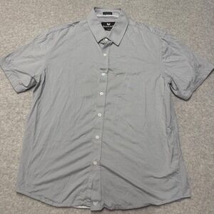 Buttercloth Shirt Mens XL Gray Micro Dot Stretch Short Sleeve Button Up